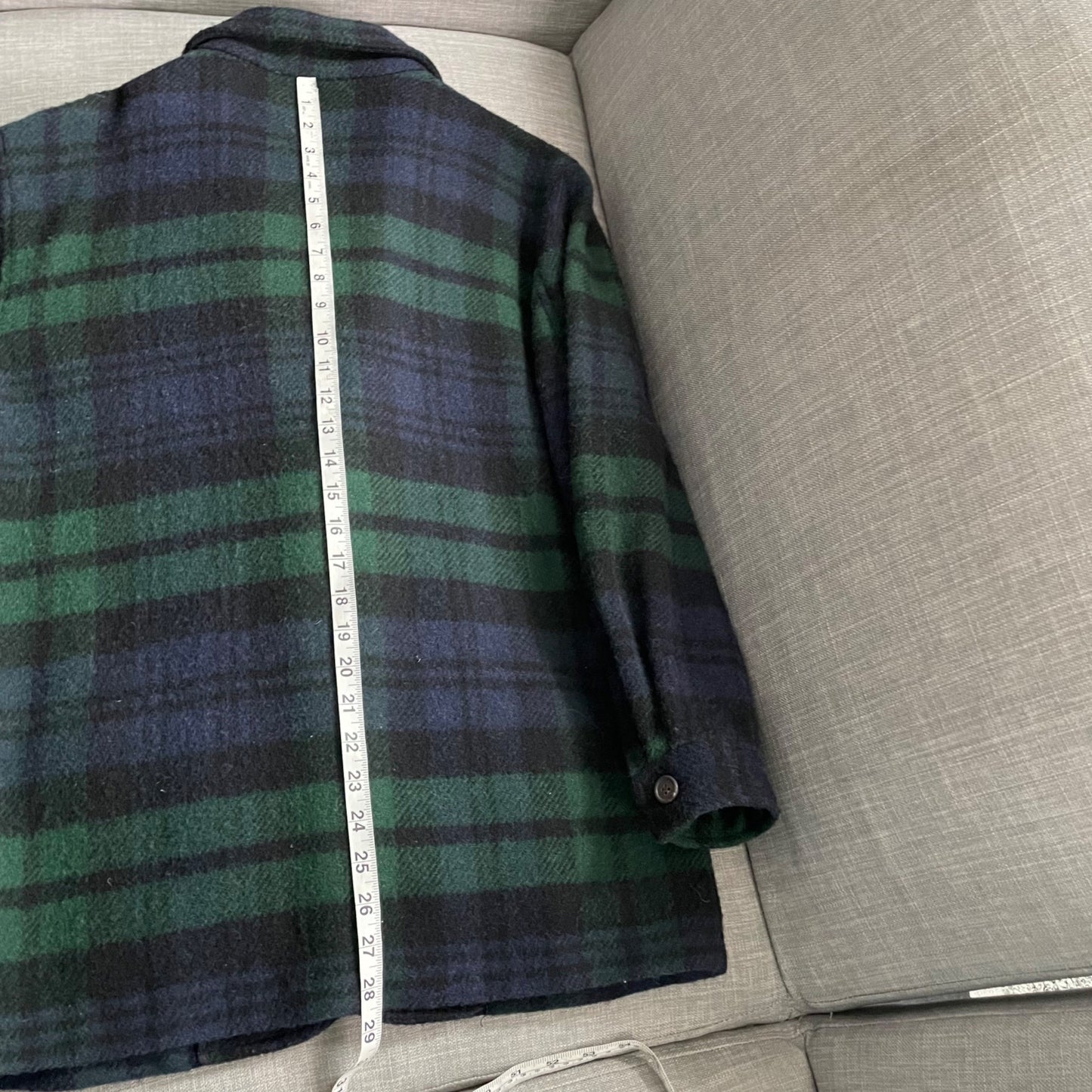 Vintage Ralph Lauren Black Watch Tartan Plaid 100% Wool Coat Women's Size 12