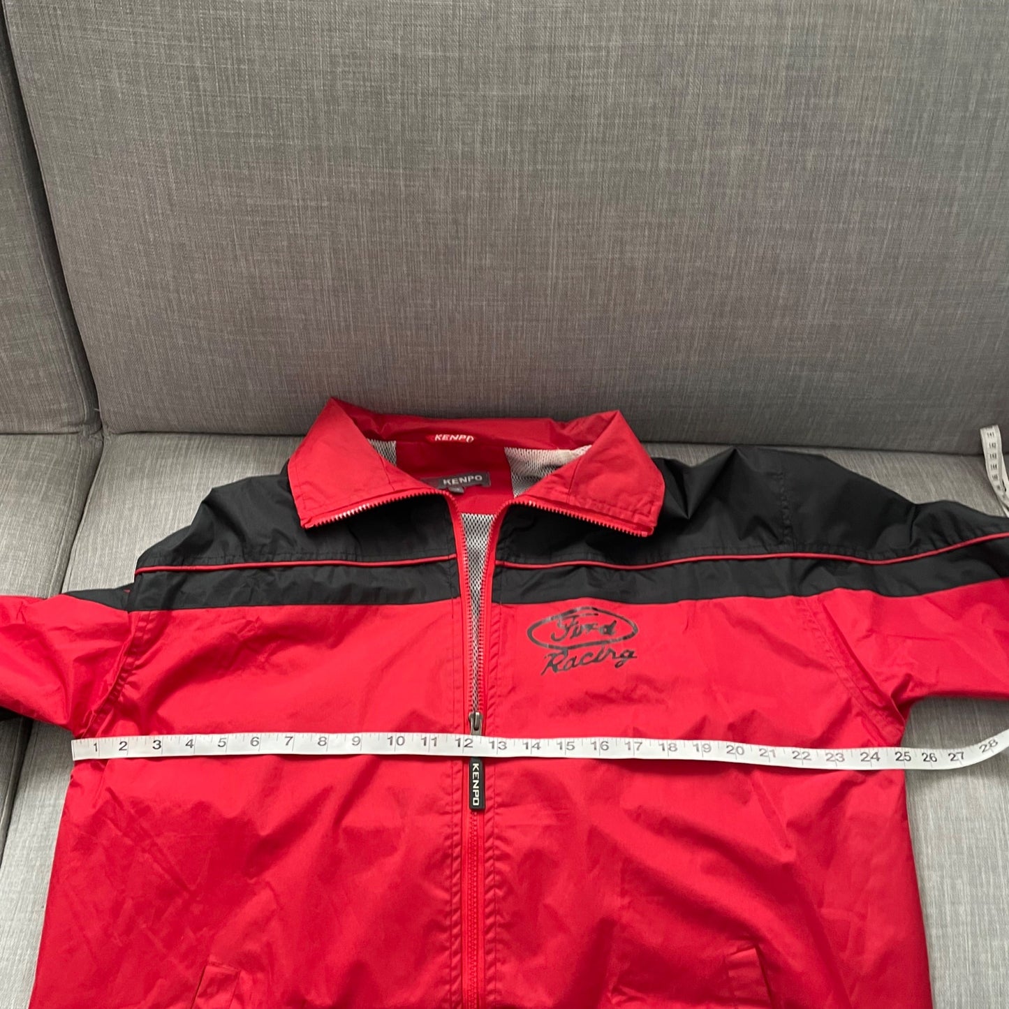 Kenpo Ford Racing Red Black Full Zip Jacket Men's Size Medium Lightweight Casual