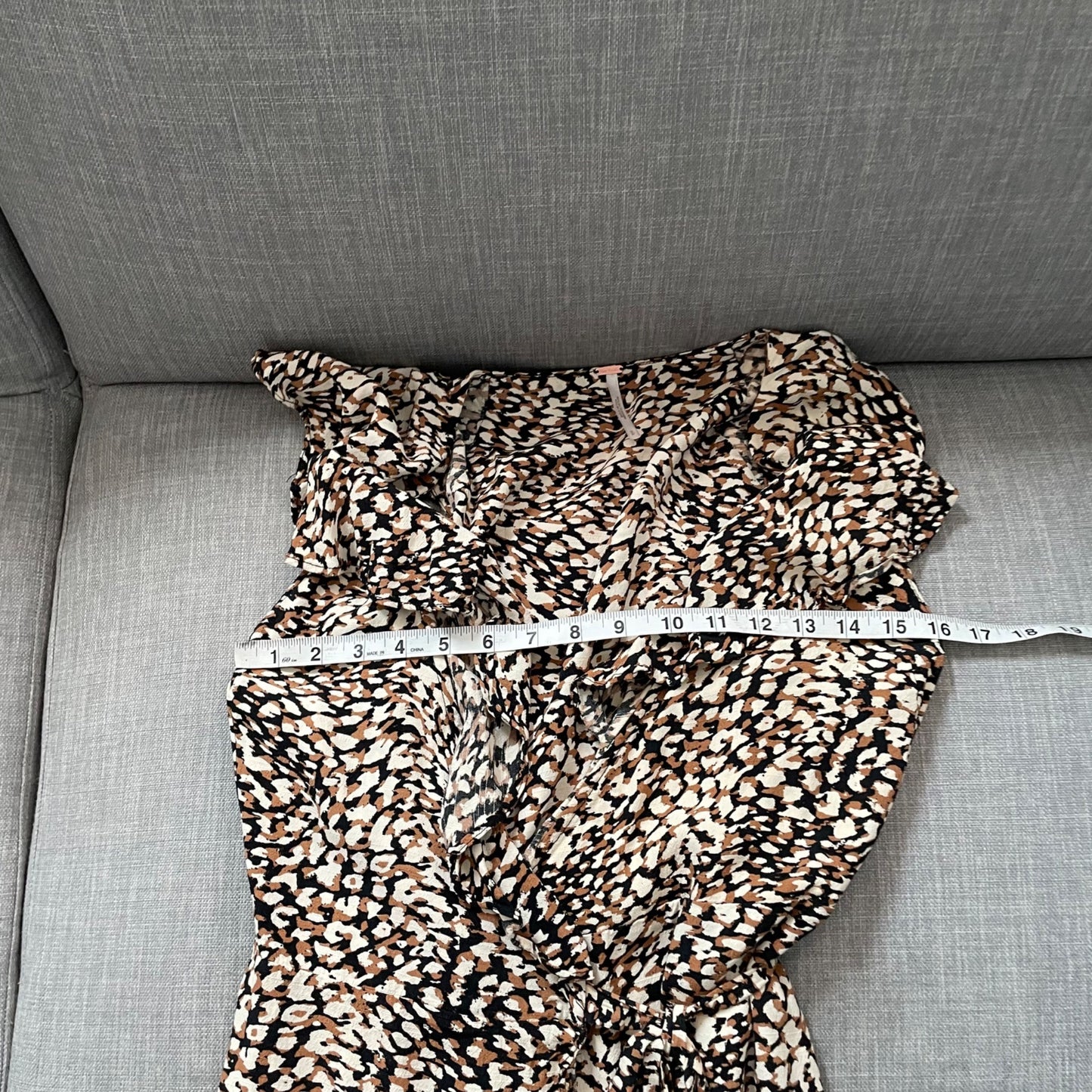 Free People French Wrap Brown Polka Dot Mini Dress Women's Size Small Ruffles