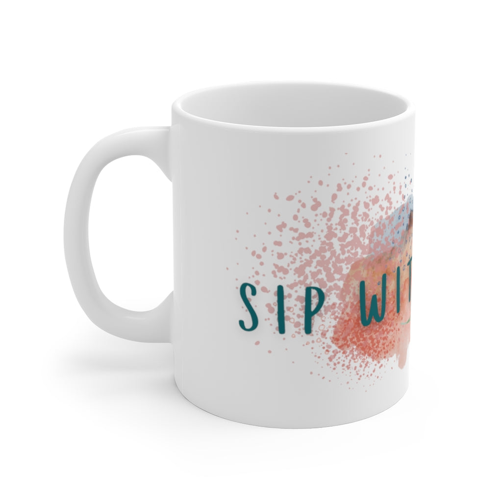 "SIP WITH ME" Watercolor Ceramic Mug - Designed by Fiona