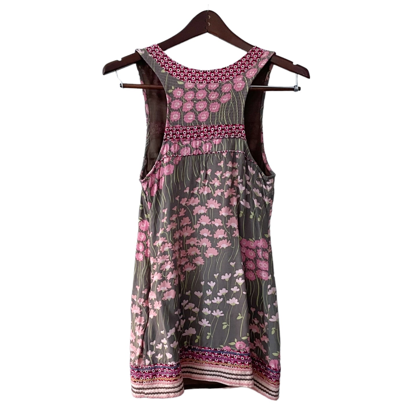 Free People Sleeveless Floral Boho Split V-Neckline Shift Dress Women's Size 2