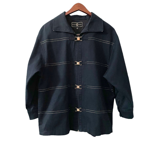 St. John Sport Dark Navy Toggle Up Jacket Size Petite 2P Classic Gold Hardware