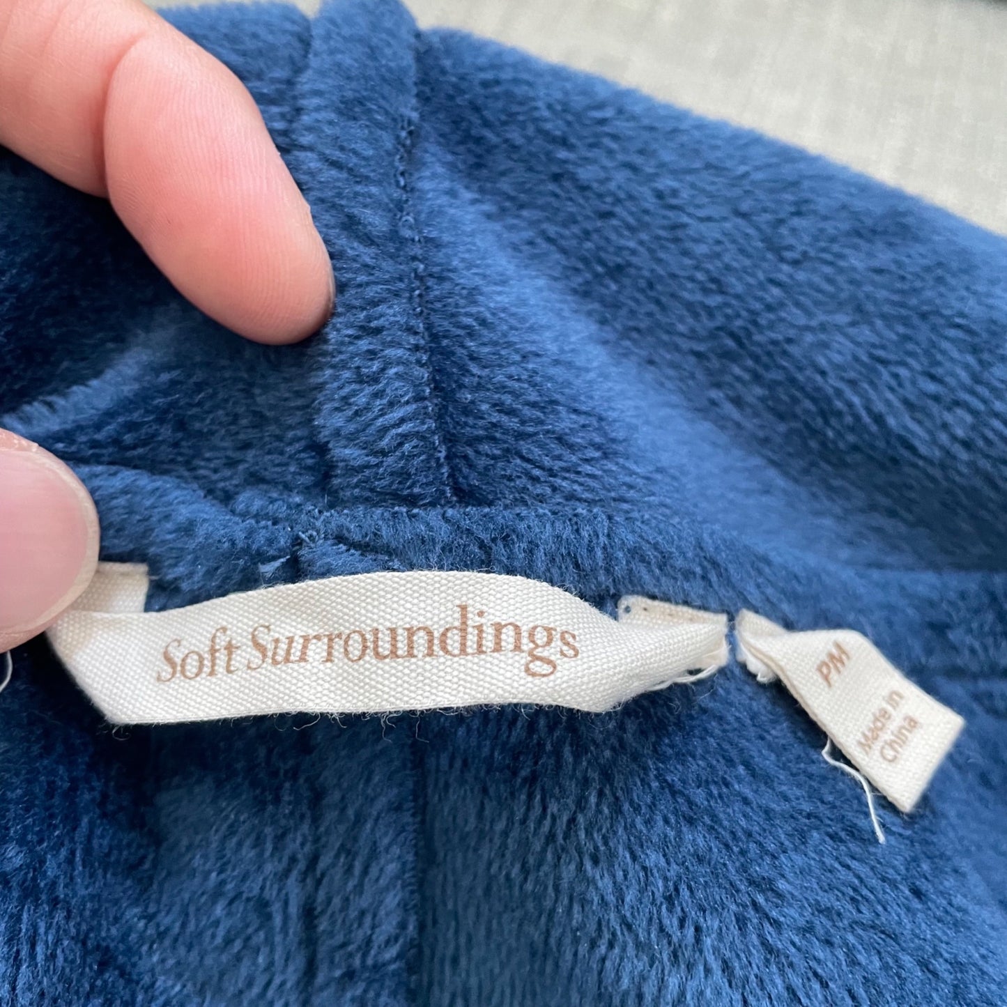 Soft Surroundings Blue Cozy Carefree Faux Fur Lined Jacket Size PM