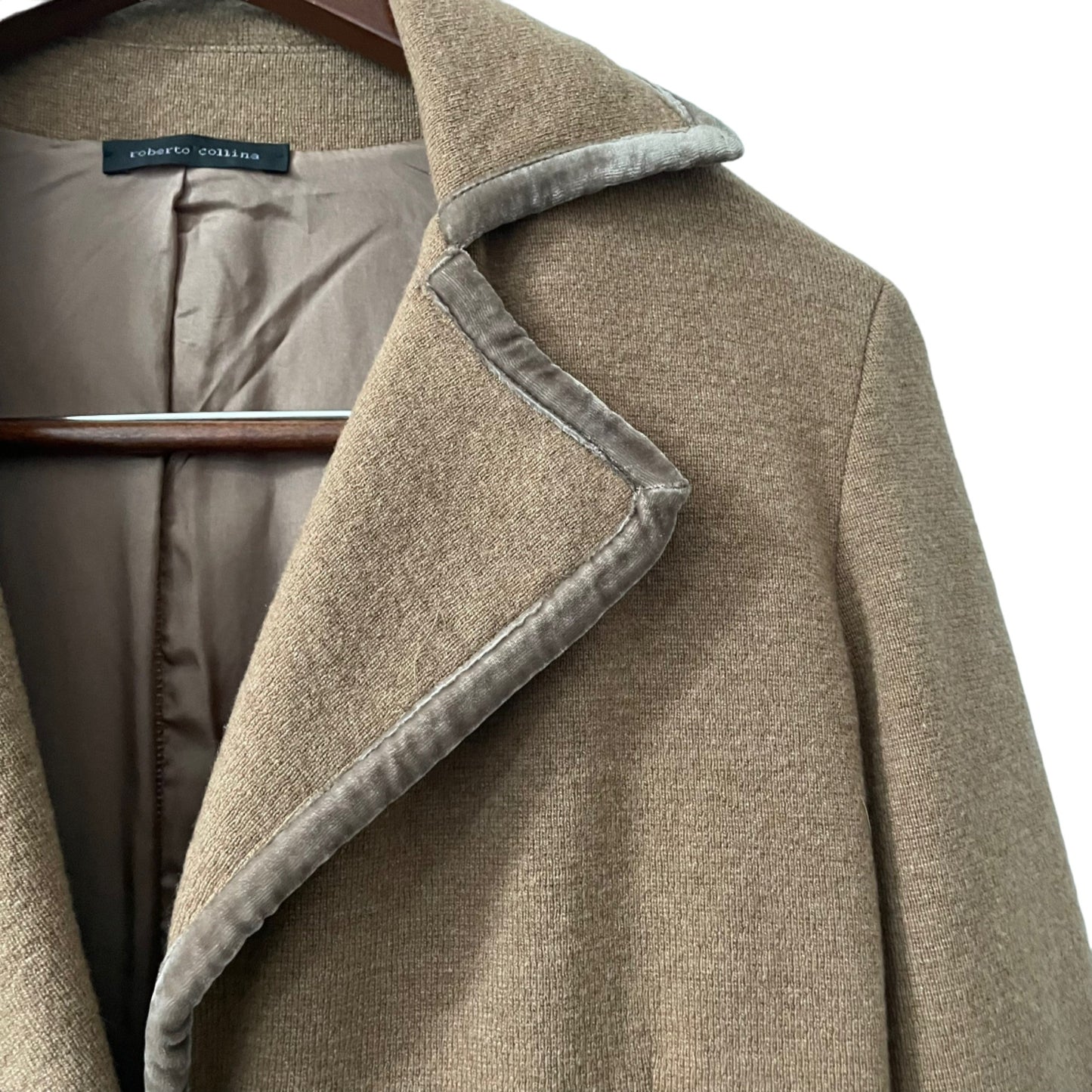 Roberto Collina Camel Lambs Wool Silk Blend Blazer Women's Size Small Classic