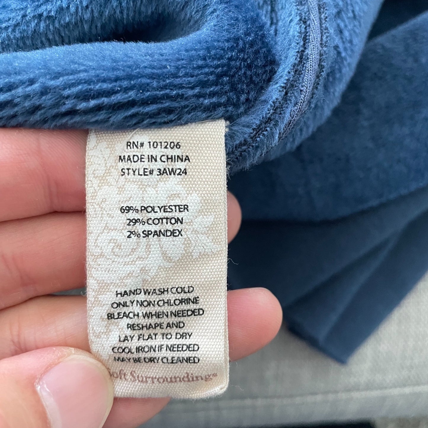 Soft Surroundings Blue Cozy Carefree Faux Fur Lined Jacket Size PM