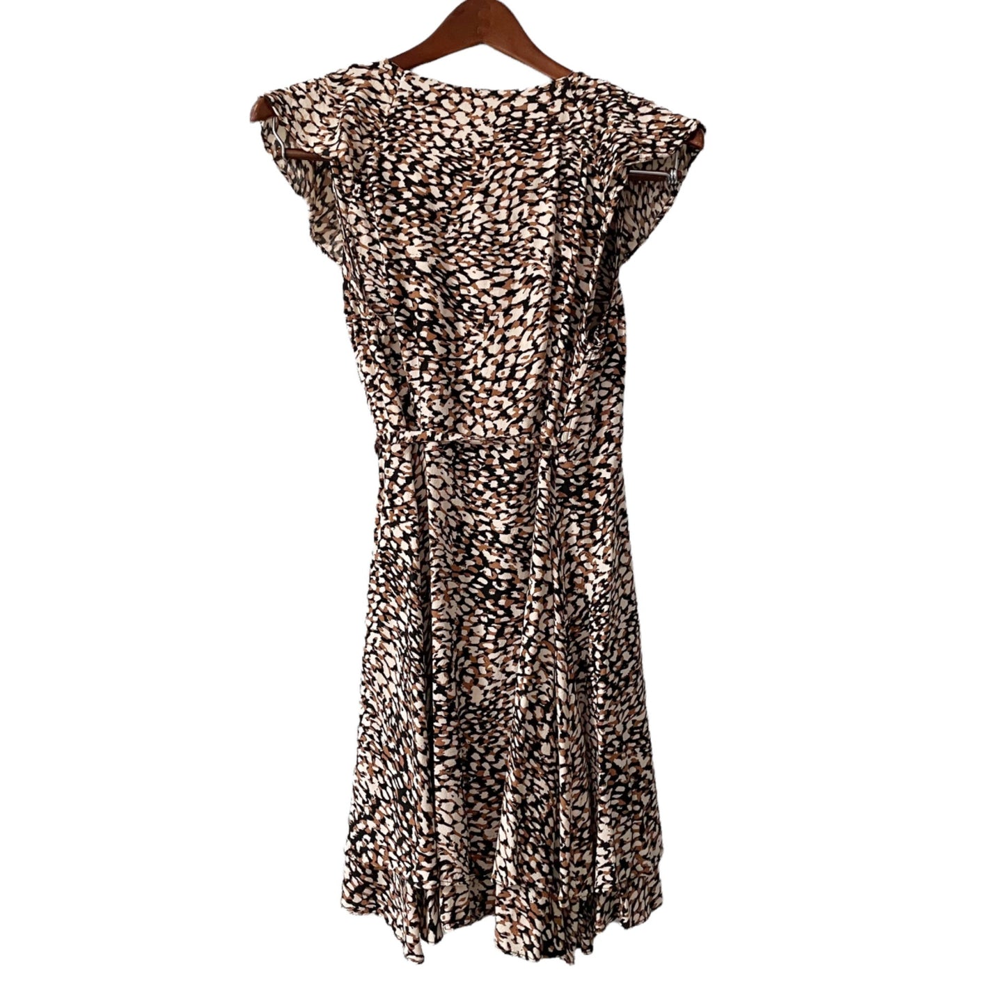 Free People French Wrap Brown Polka Dot Mini Dress Women's Size Small Ruffles