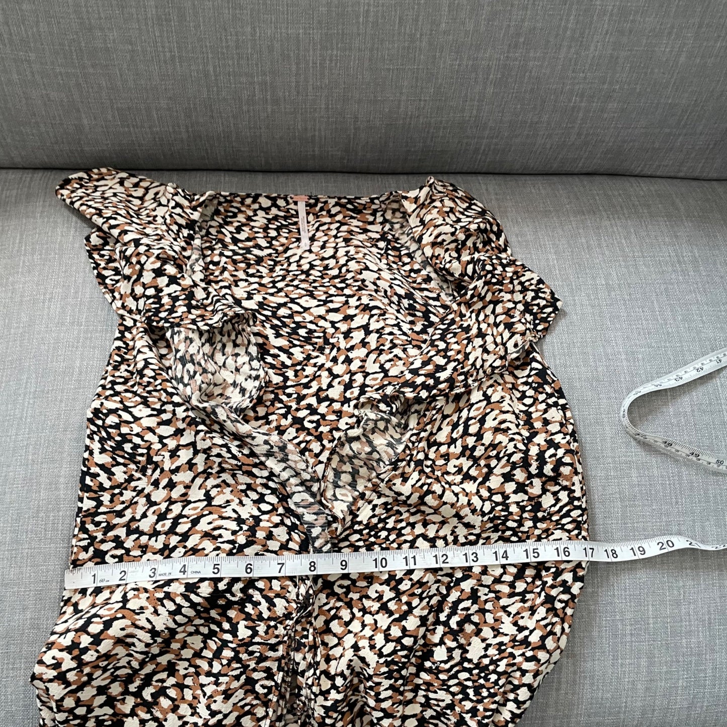 Free People French Wrap Brown Polka Dot Mini Dress Women's Size Small Ruffles