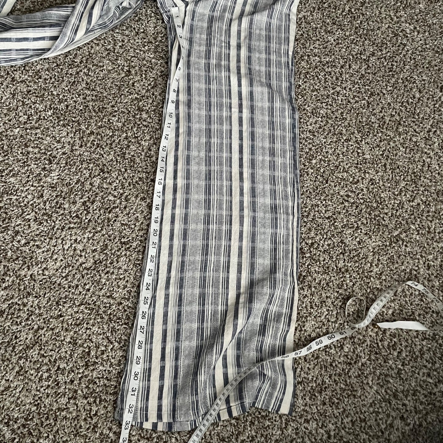 Flying Tomato Blue Striped Embroidered Waistband Wide Leg Pants Women's Large