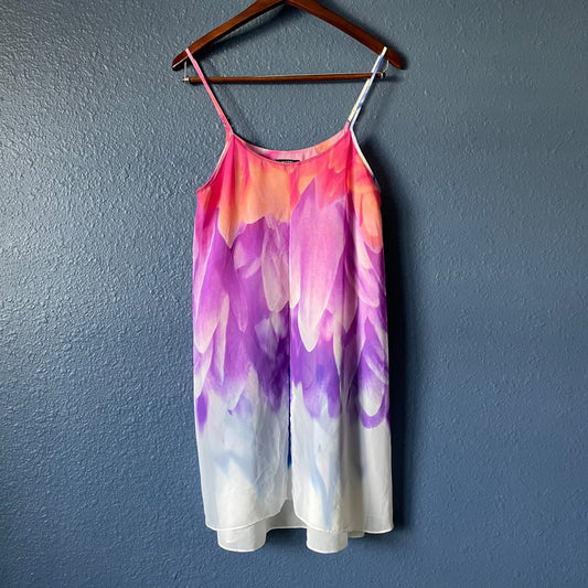 Natori Floral Watercolor Layered Sleeveless Slip Dress Women's Size Medium
