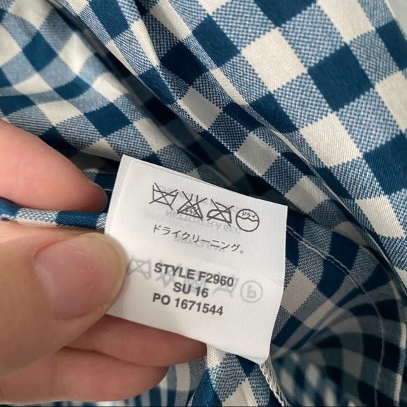 J. Crew 100% Silk Gingham Ruffle Sleeveless Top Women’s Size 2 Tall