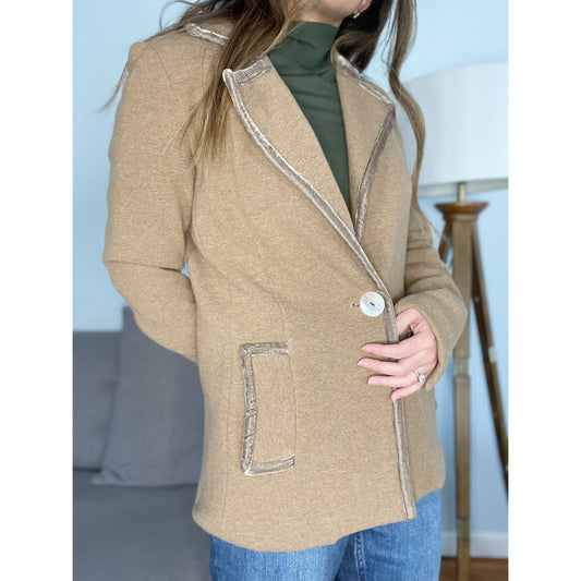 Roberto Collina Camel Lambs Wool Silk Blend Blazer Women's Size Small Classic