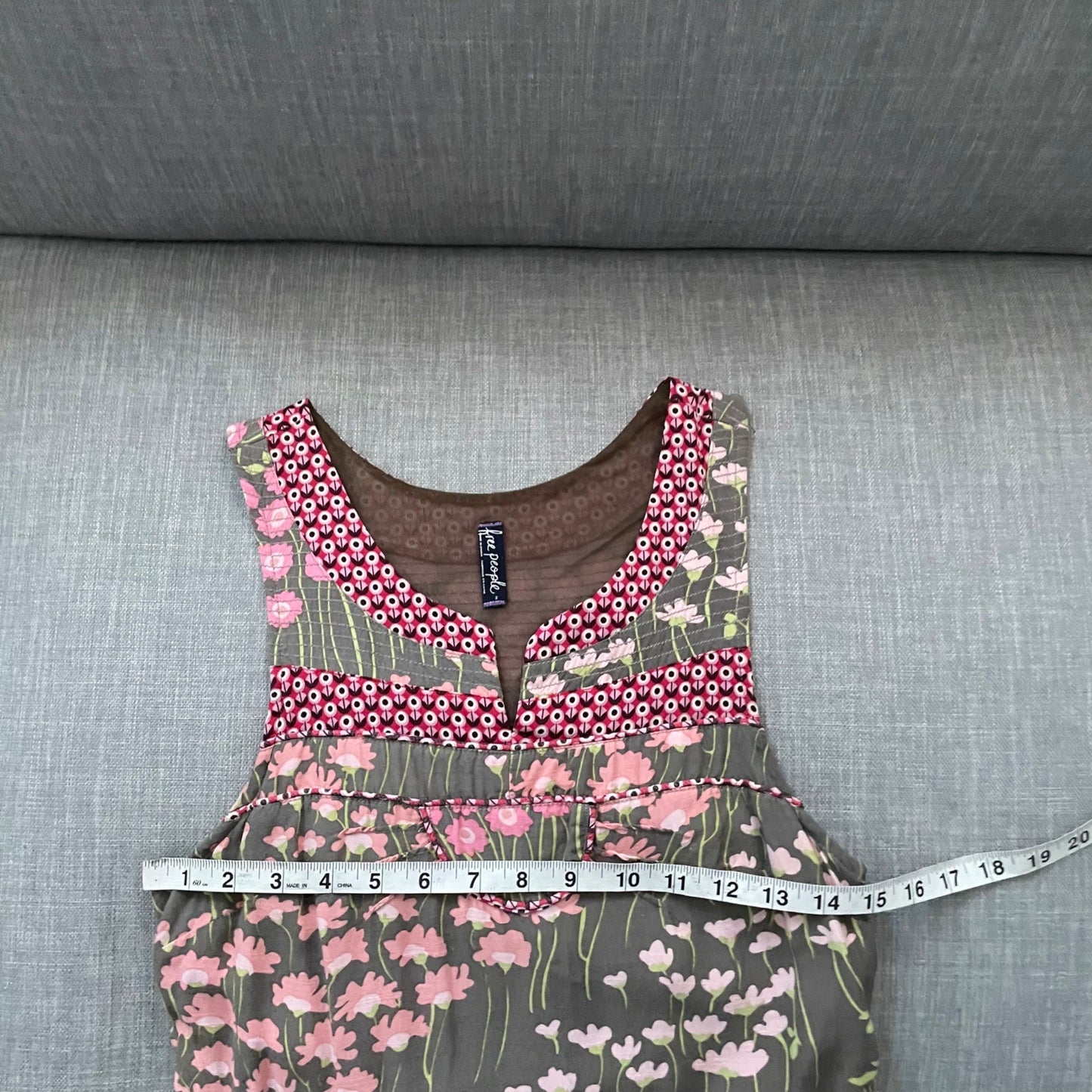 Free People Sleeveless Floral Boho Split V-Neckline Shift Dress Women's Size 2