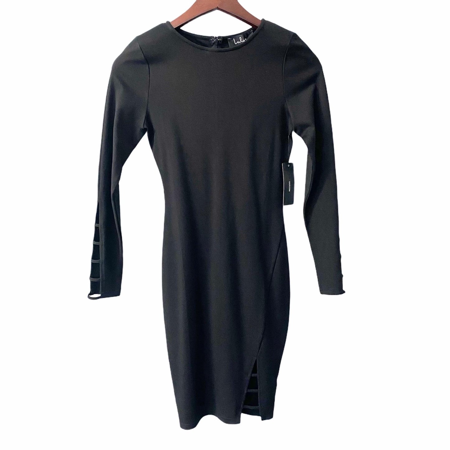 NWT Lulus Black Long Sleeve Cutout Dress Womens Small LBD Going Out Party Baddie