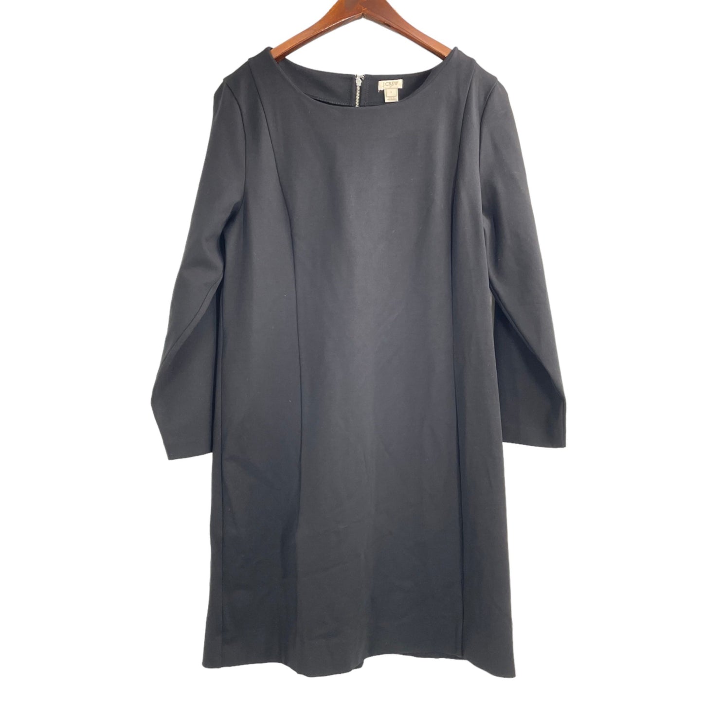 J. Crew Factory Black Long Sleeve Sheath Dress Womens Large Classic Minimalist