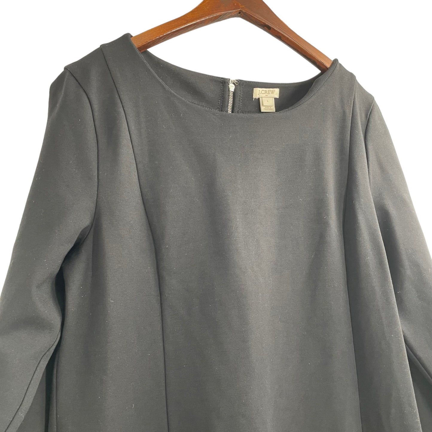 J. Crew Factory Black Long Sleeve Sheath Dress Womens Large Classic Minimalist