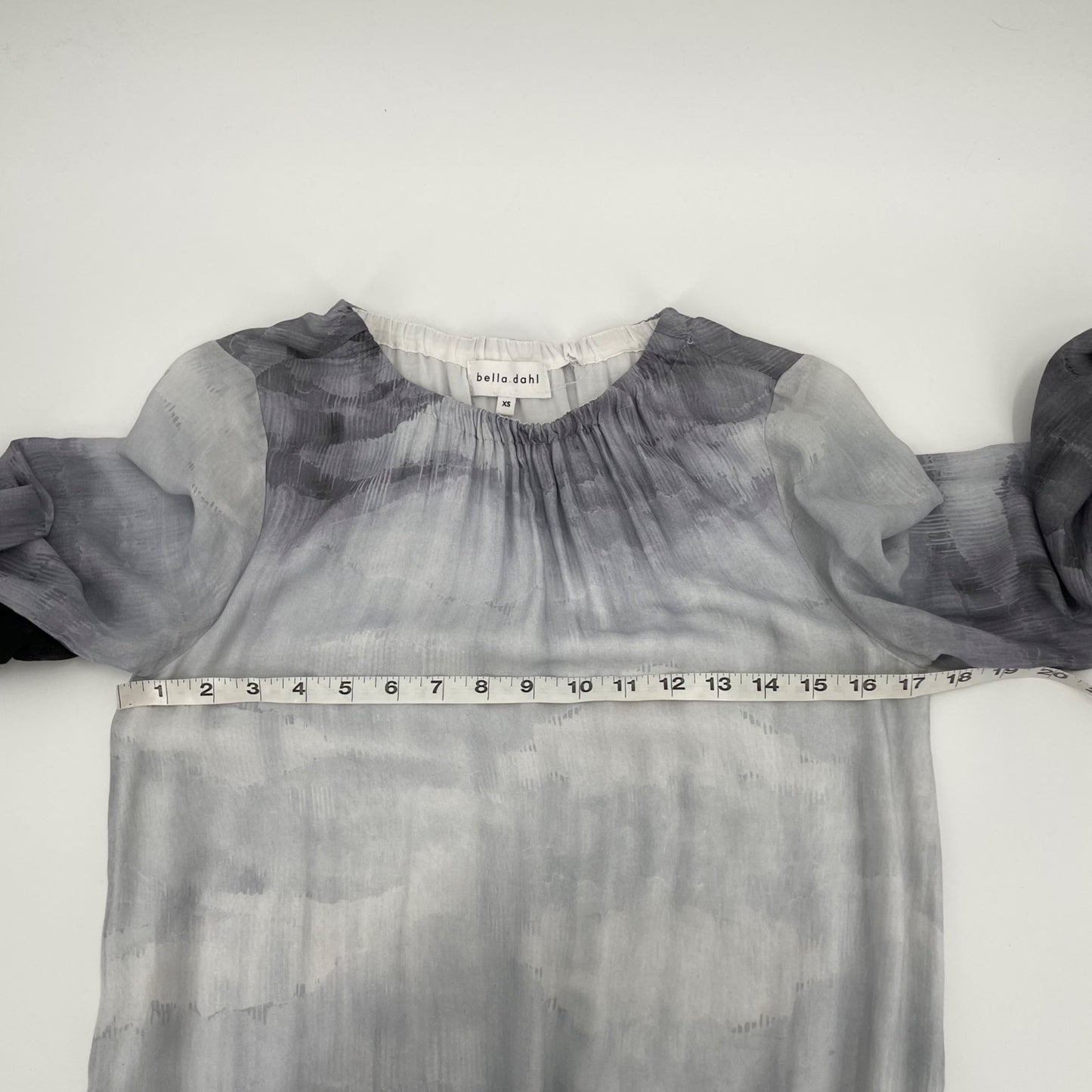 Bella Dahl Gray Ombre Glacier Print Belted Mini Long Sleeve Dress Womens Size XS
