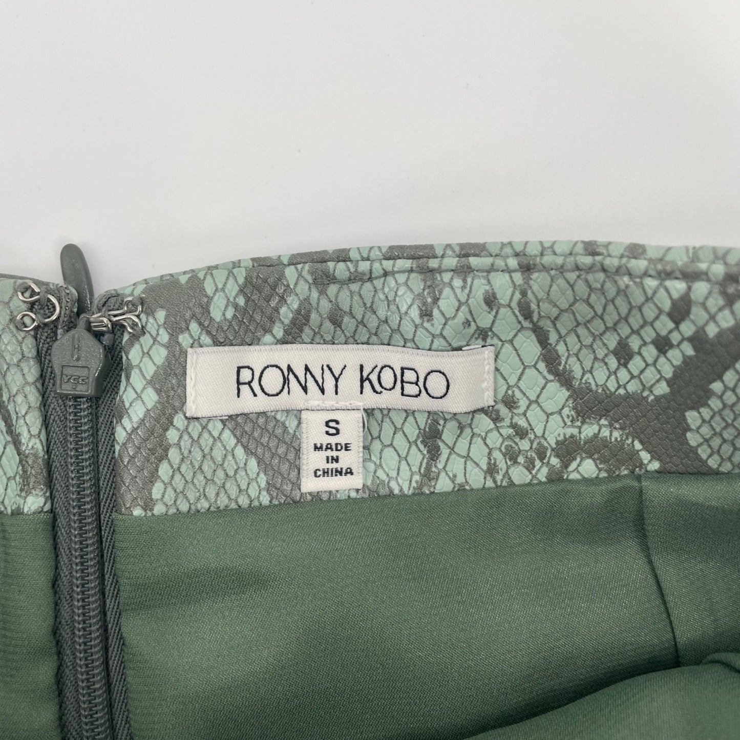 Ronny Kobo Rida Sage Snake Skin Mini Skirt Womens Size Small Vegan Leather