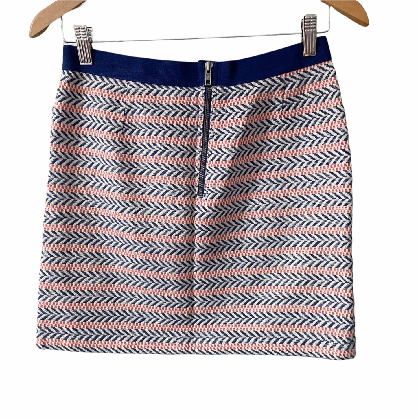 GAP Factory Chevron Striped Blue Red Short Pencil Skirt Womens 0R Elastic Waist