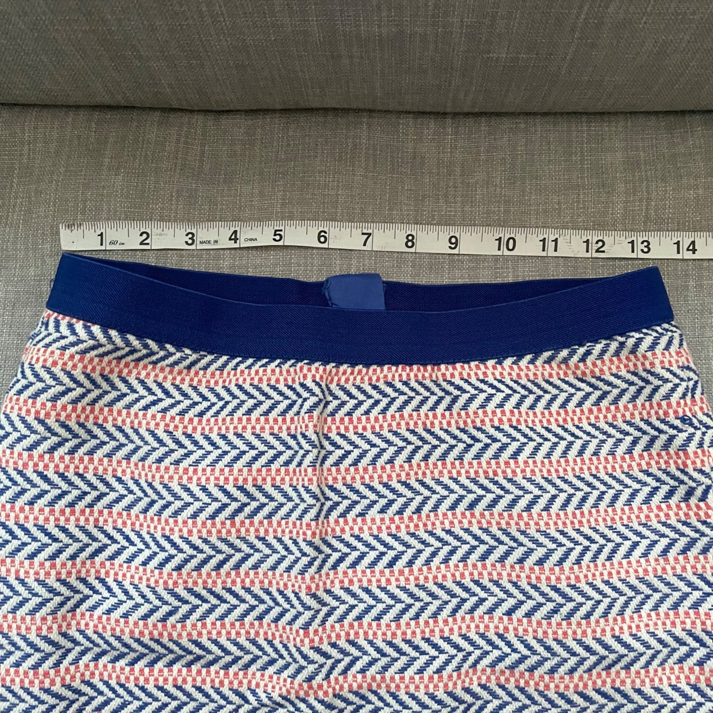 GAP Factory Chevron Striped Blue Red Short Pencil Skirt Womens 0R Elastic Waist
