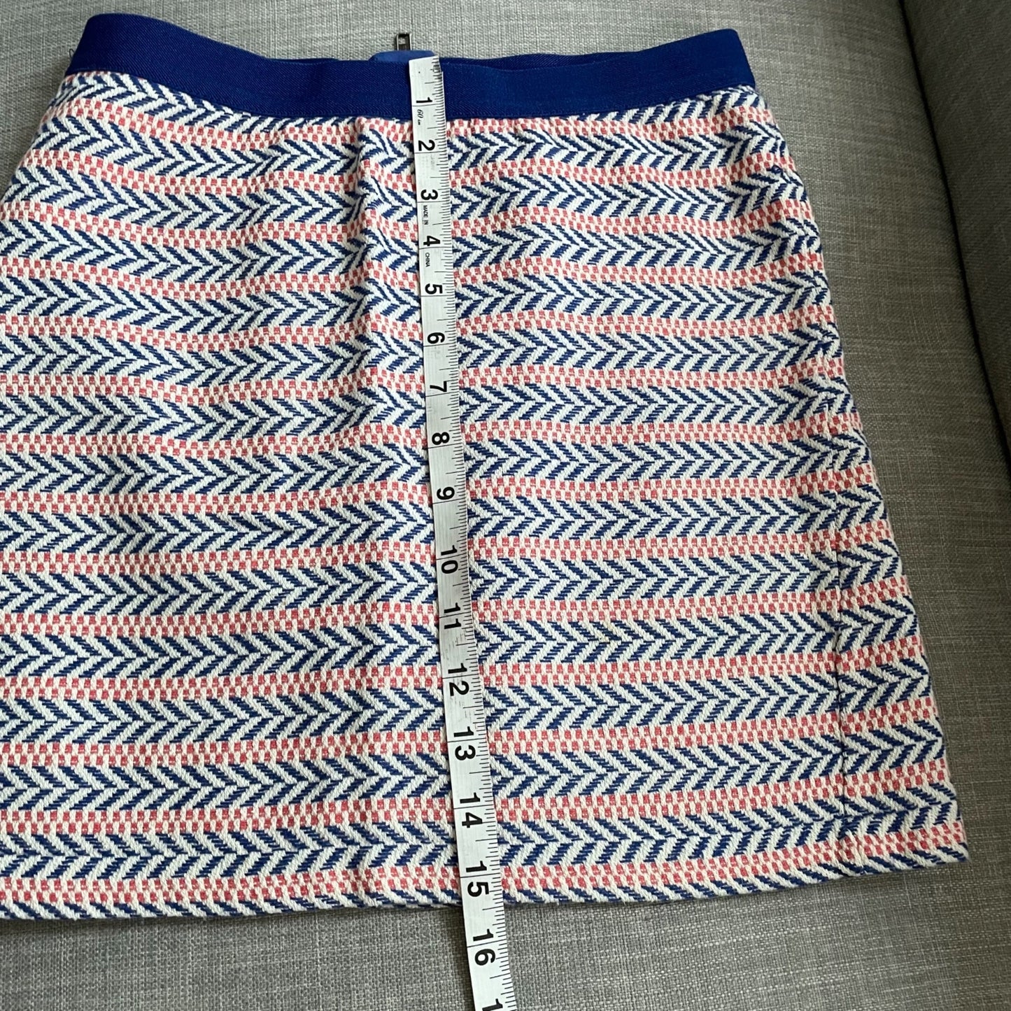 GAP Factory Chevron Striped Blue Red Short Pencil Skirt Womens 0R Elastic Waist
