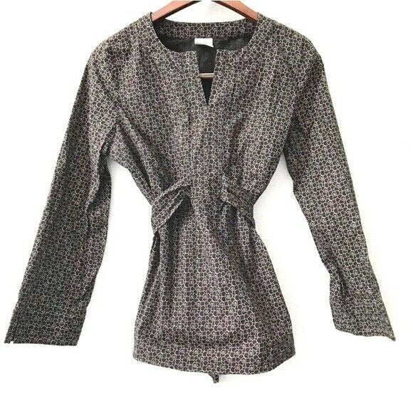 Motherhood Maternity Waist Tie Shirt Womens Size Small Split Neck Geometric