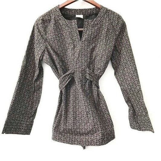 Motherhood Maternity Waist Tie Shirt Womens Size Small Split Neck Geometric