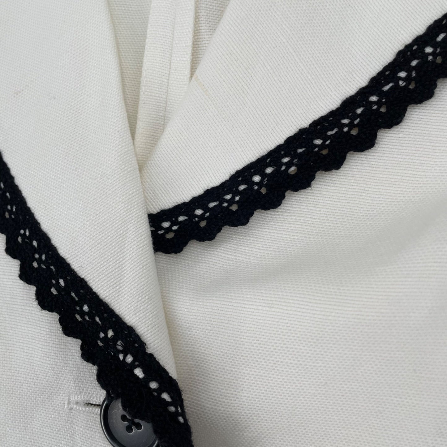 Linea by Louis Dell'Olio White Black Trim Linen Blazer Jacket Women's Size XL