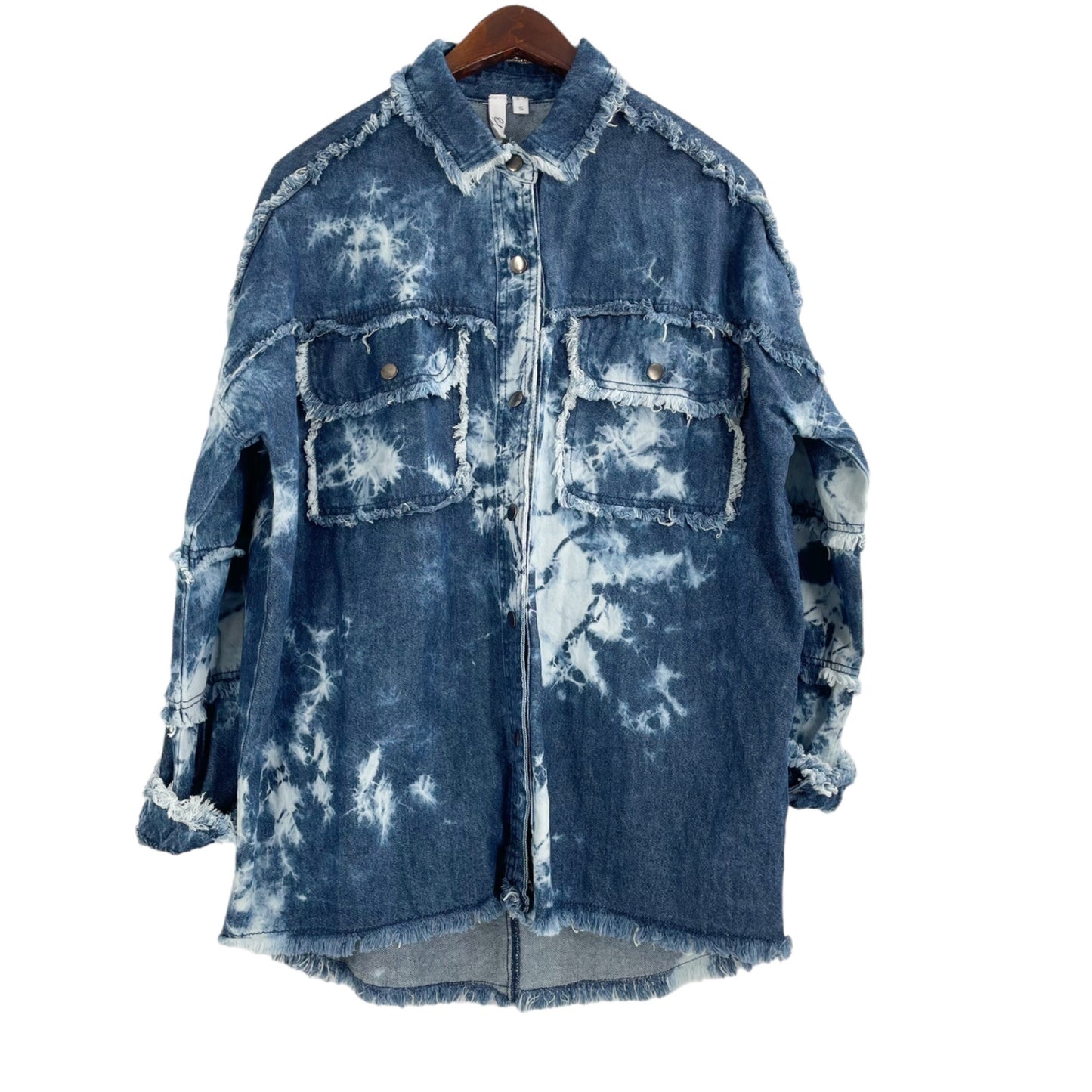 NWT Elan Devan Dari "Rock And Rol" Blue Acid Wash Shacket Jacket Women's Small