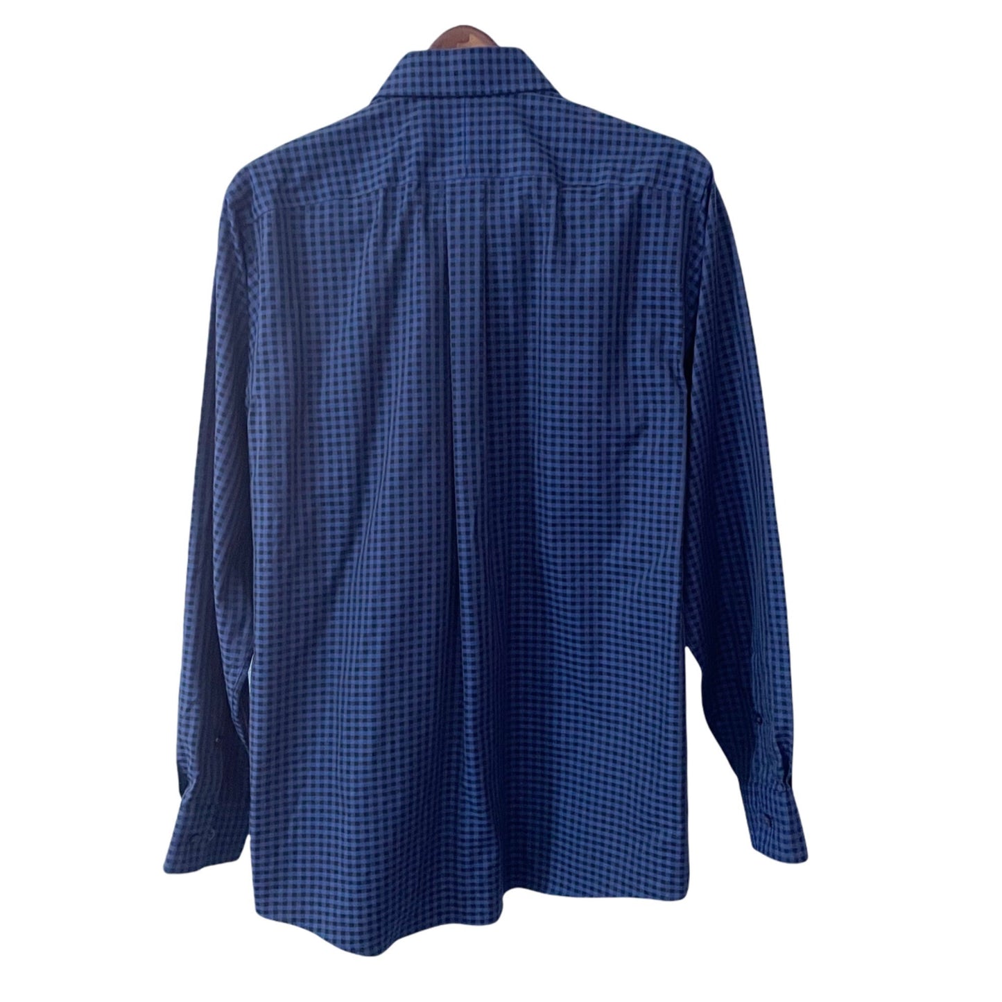 Michael Michael Kors Blue Black Checkered Button Up Shirt Mens Size 15.5 Non-Iron