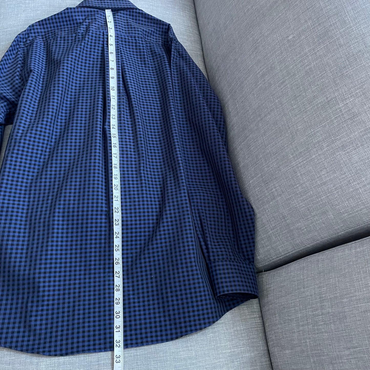 Michael Michael Kors Blue Black Checkered Button Up Shirt Mens Size 15.5 Non-Iron
