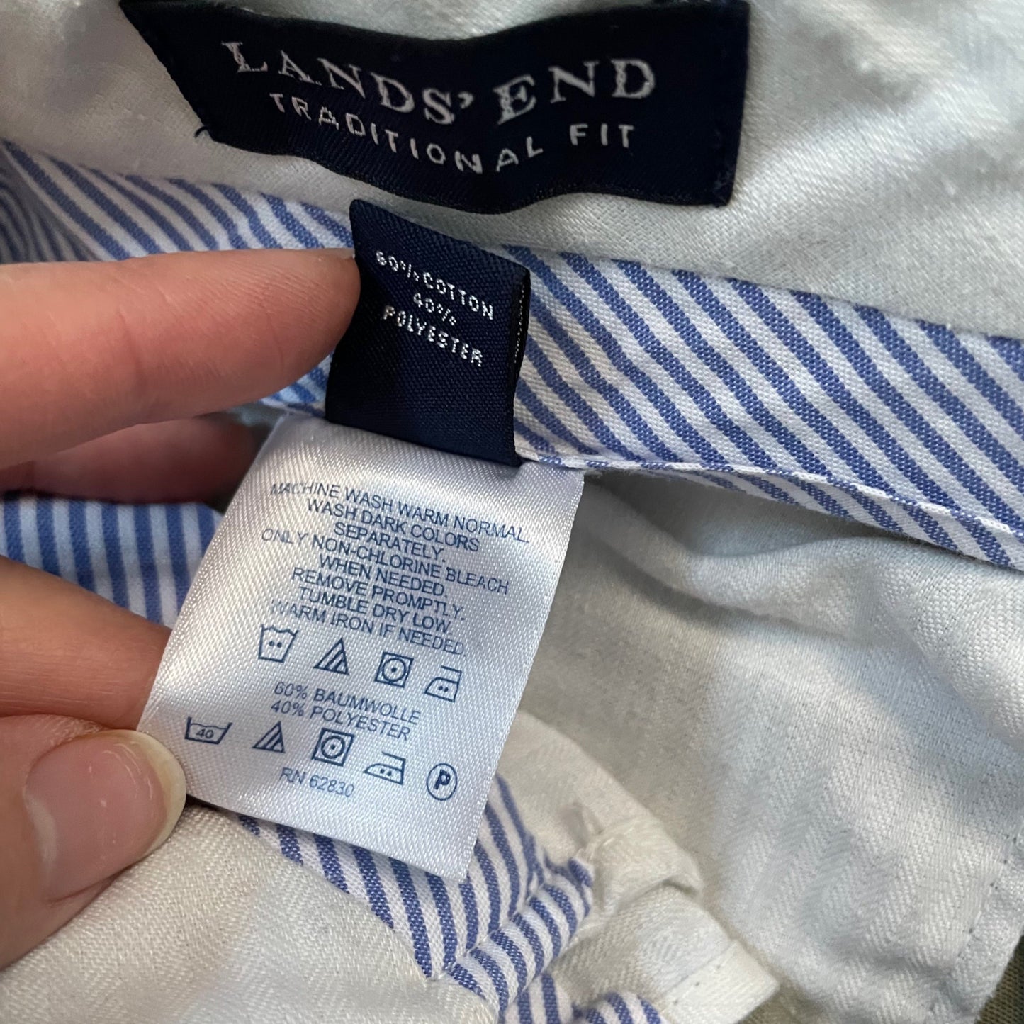 Lands' End Traditional Fit Pleated Front Beige Dress Pants Mens Size 38 Cuffed