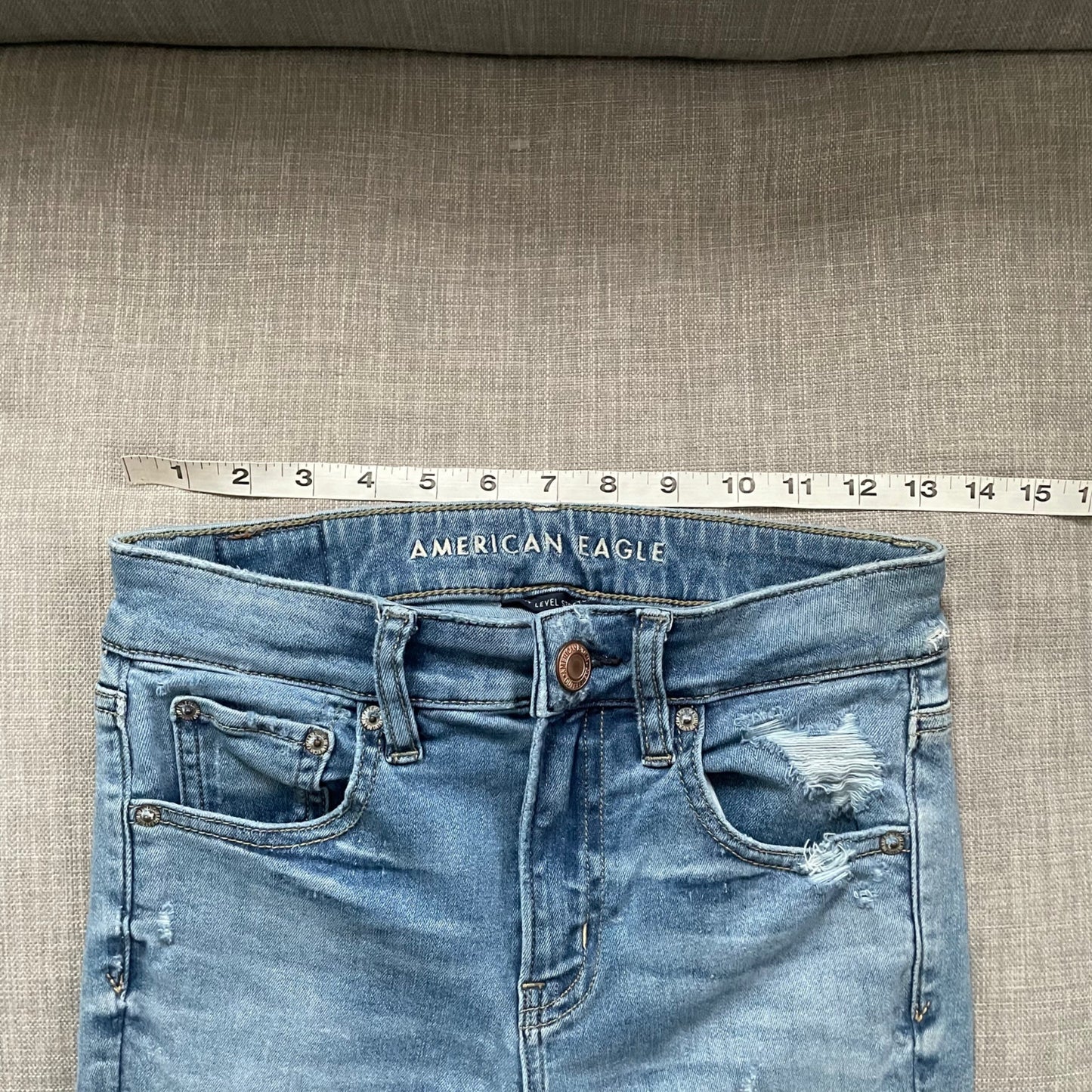 American Eagle Distressed Next Level Stretch Mid Rise Jeggings Womens Size 2