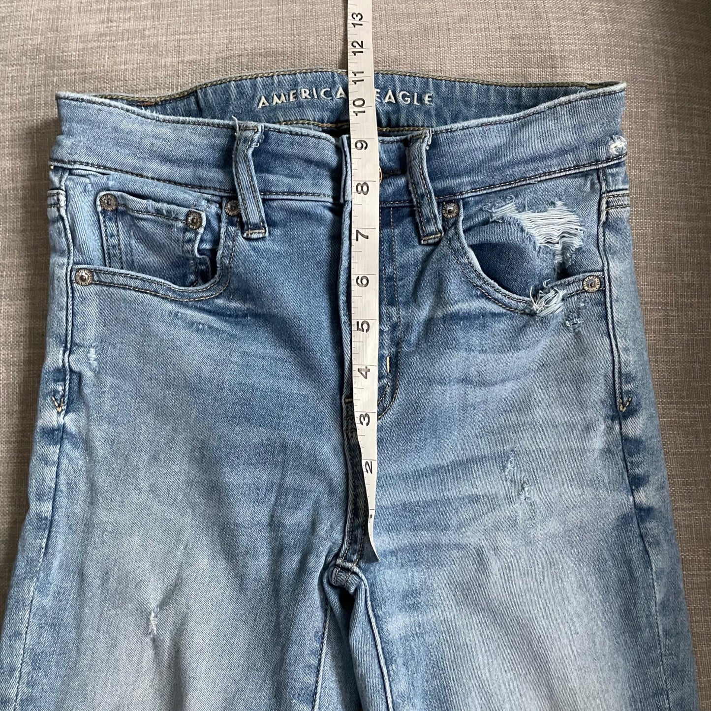 American Eagle Distressed Next Level Stretch Mid Rise Jeggings Womens Size 2