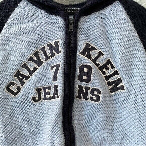 Calvin Klein Full Zip Hooded Sweater Toddler Boy Size 2T Blue Casual Basic Logo