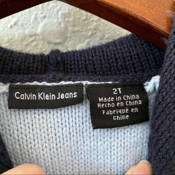 Calvin Klein Full Zip Hooded Sweater Toddler Boy Size 2T Blue Casual Basic Logo