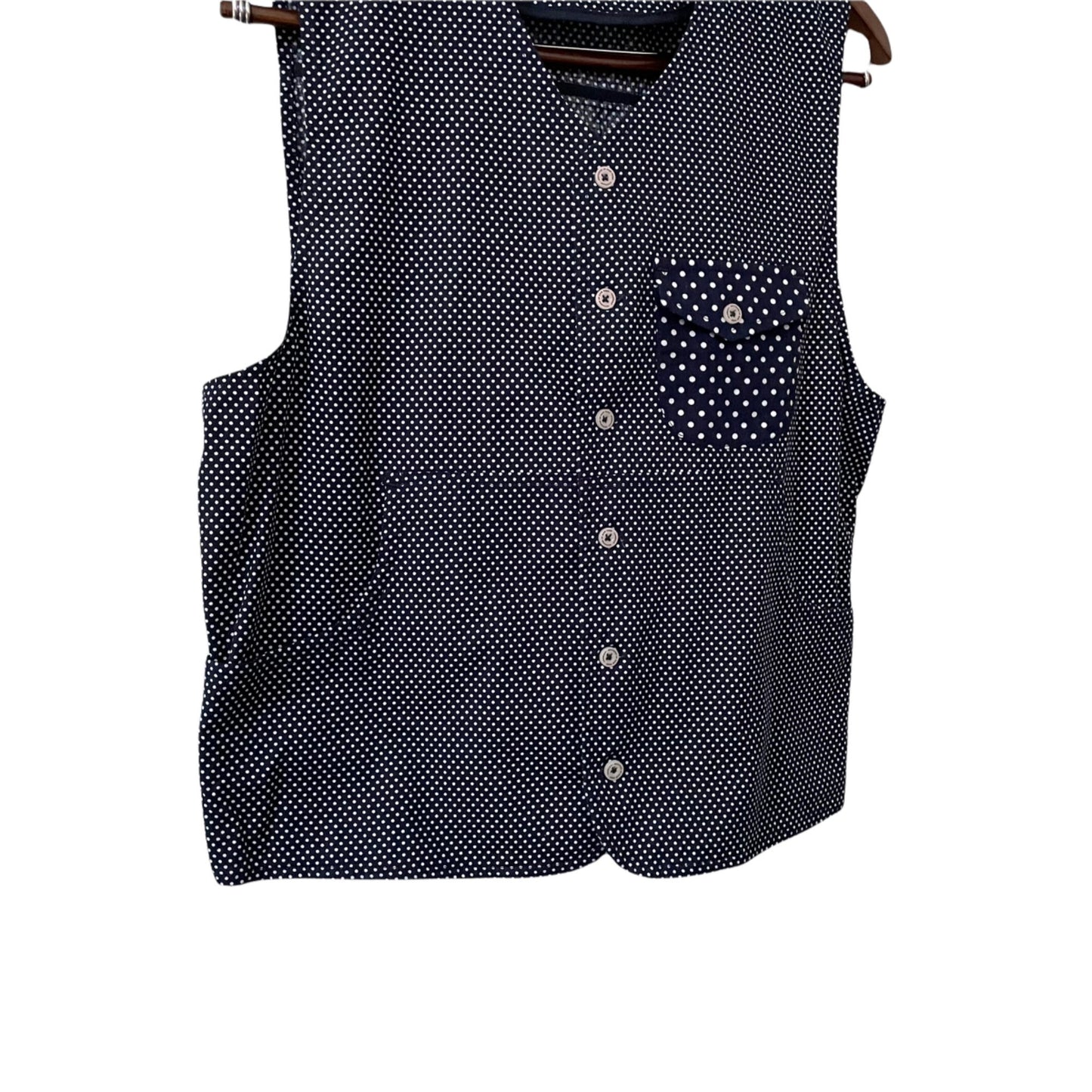 Goodale Blue White Polka Dot Button Up Formal Vest Mens Size Medium Suit Wear