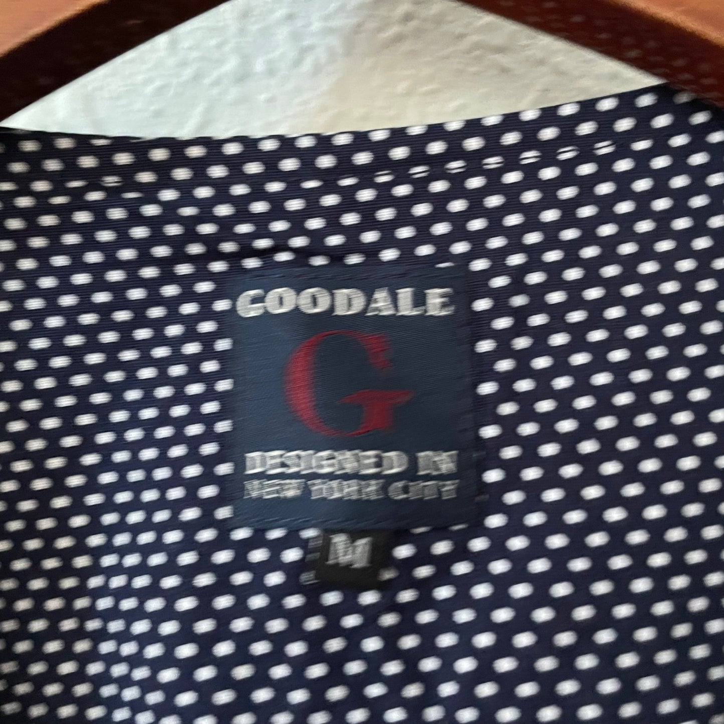 Goodale Blue White Polka Dot Button Up Formal Vest Mens Size Medium Suit Wear