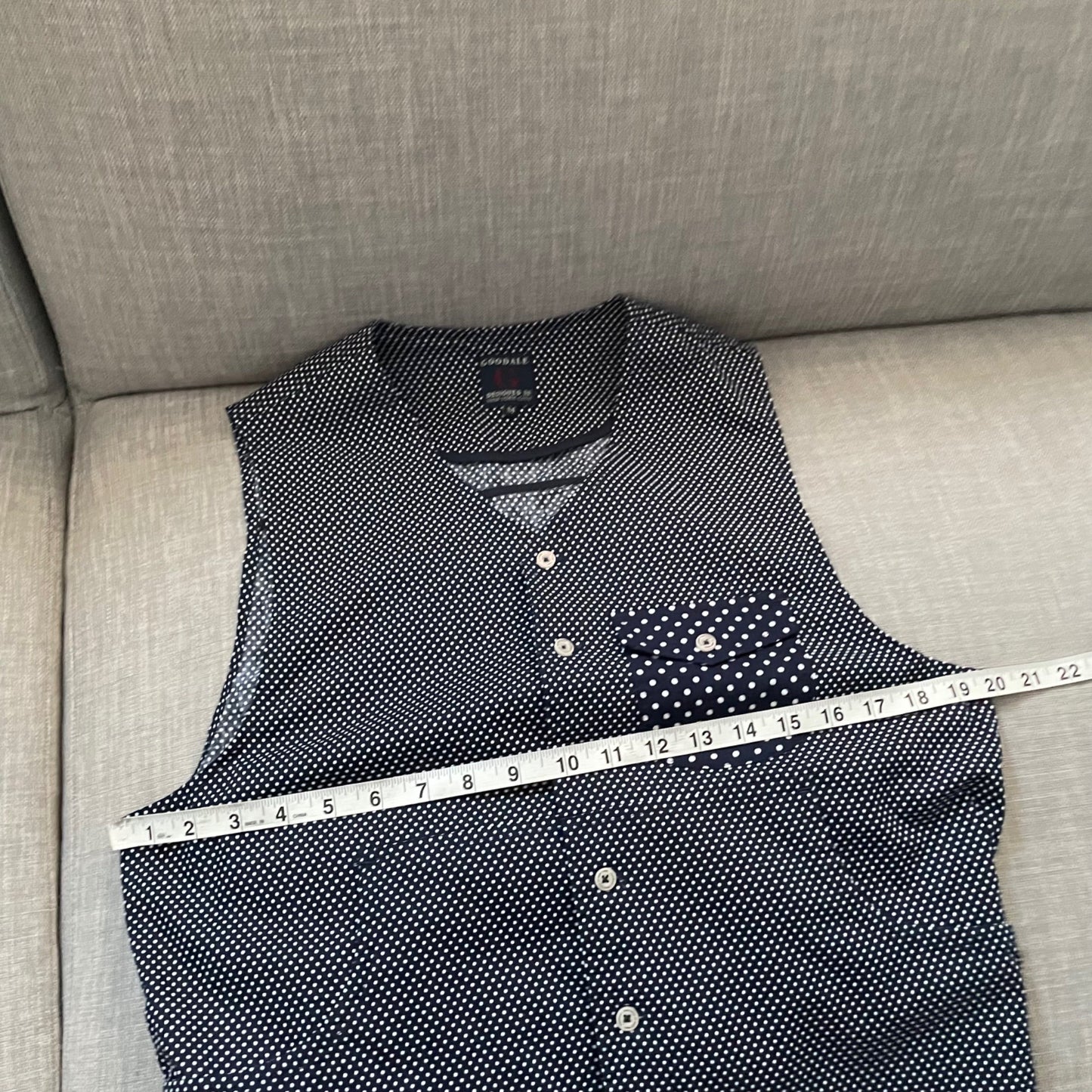 Goodale Blue White Polka Dot Button Up Formal Vest Mens Size Medium Suit Wear