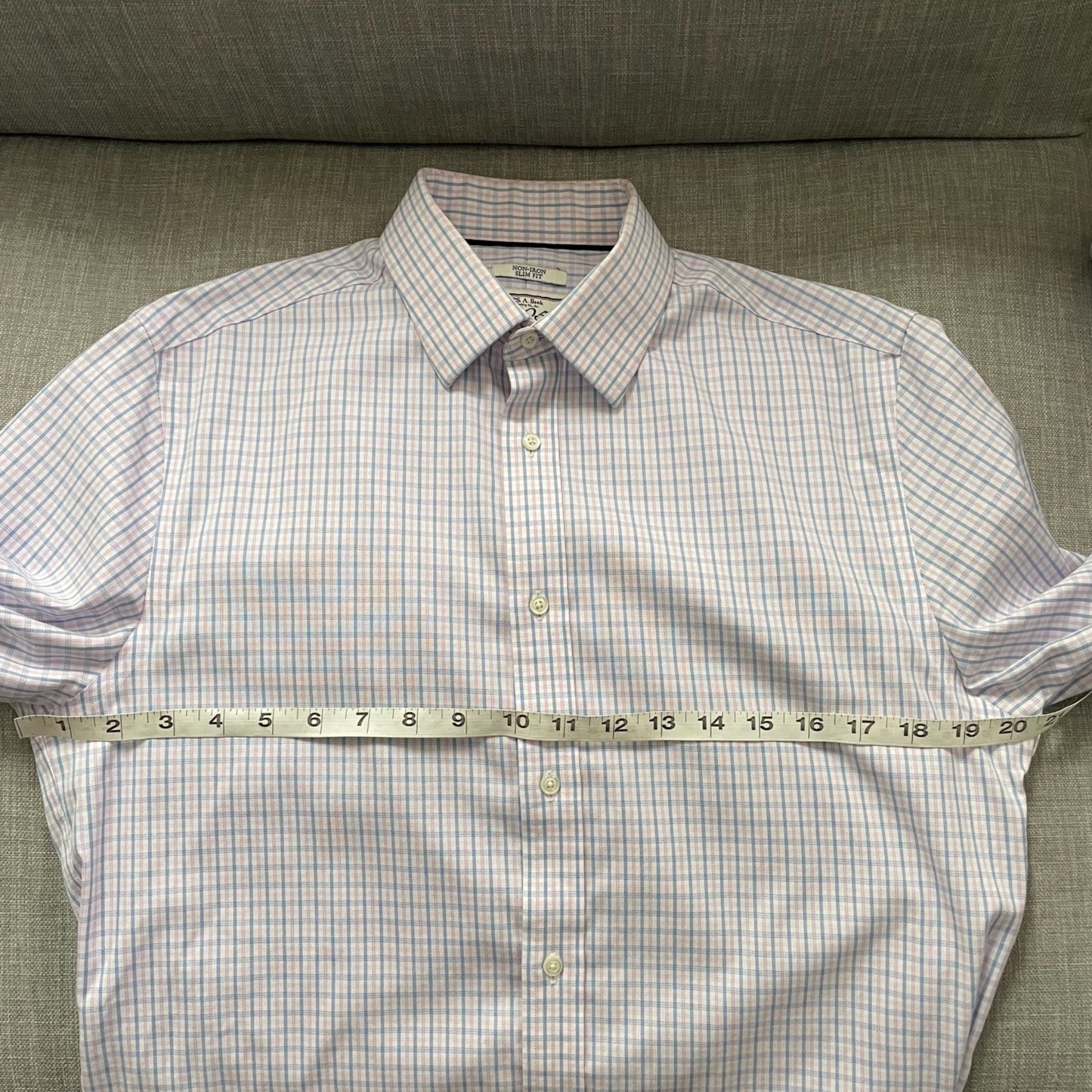 Jos A. Bank 1905 Non-Iron Slim Fit Grid Button Up Shirt Mens 15.5 Classic Work