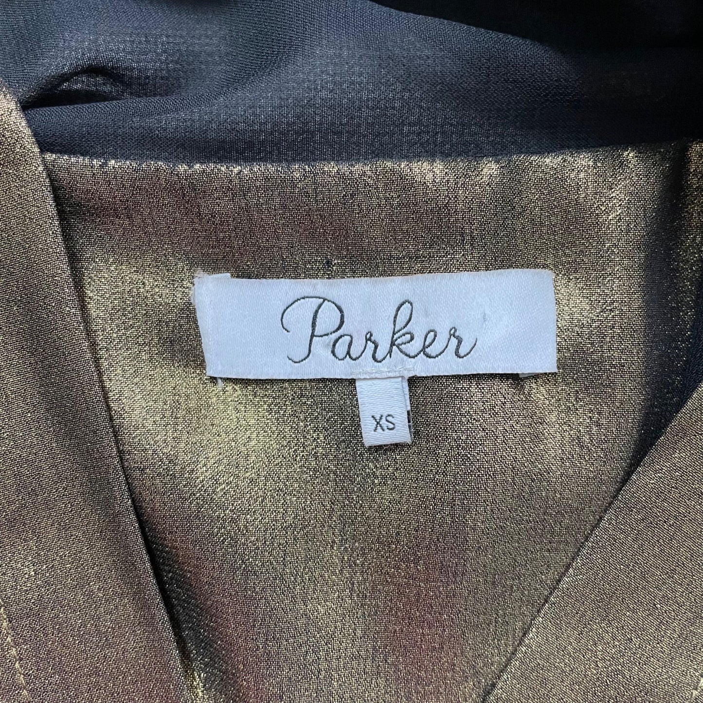Parker Gold Metallic Draped Sleeveless Wrap Top Womens XS Holiday Party Glam