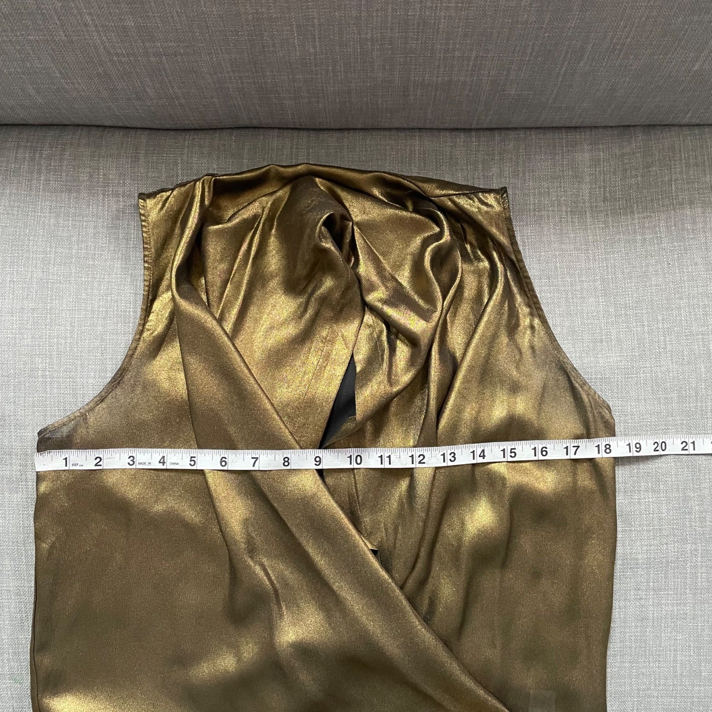 Parker Gold Metallic Draped Sleeveless Wrap Top Womens XS Holiday Party Glam