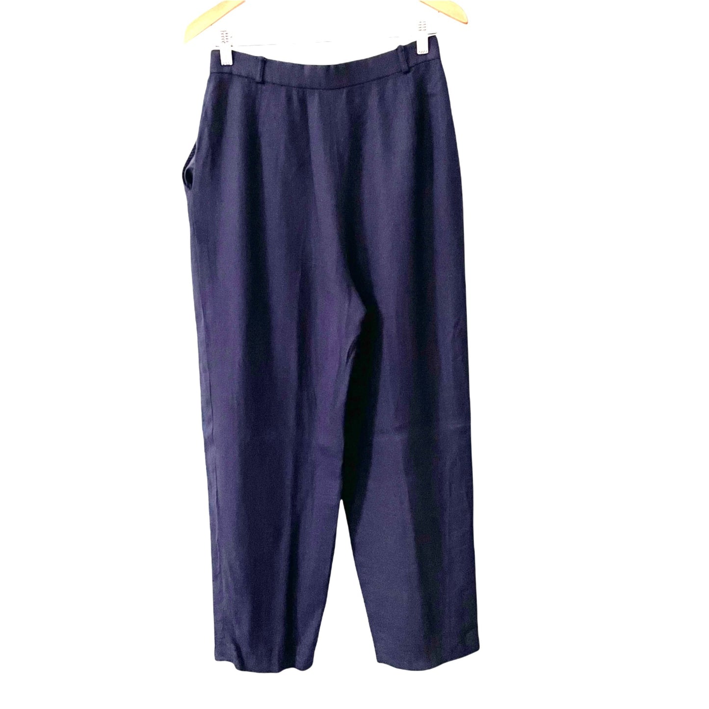 Vintage Dark Academia Evan-Picone Navy High Waisted Pleated Wool Pants Womens 12
