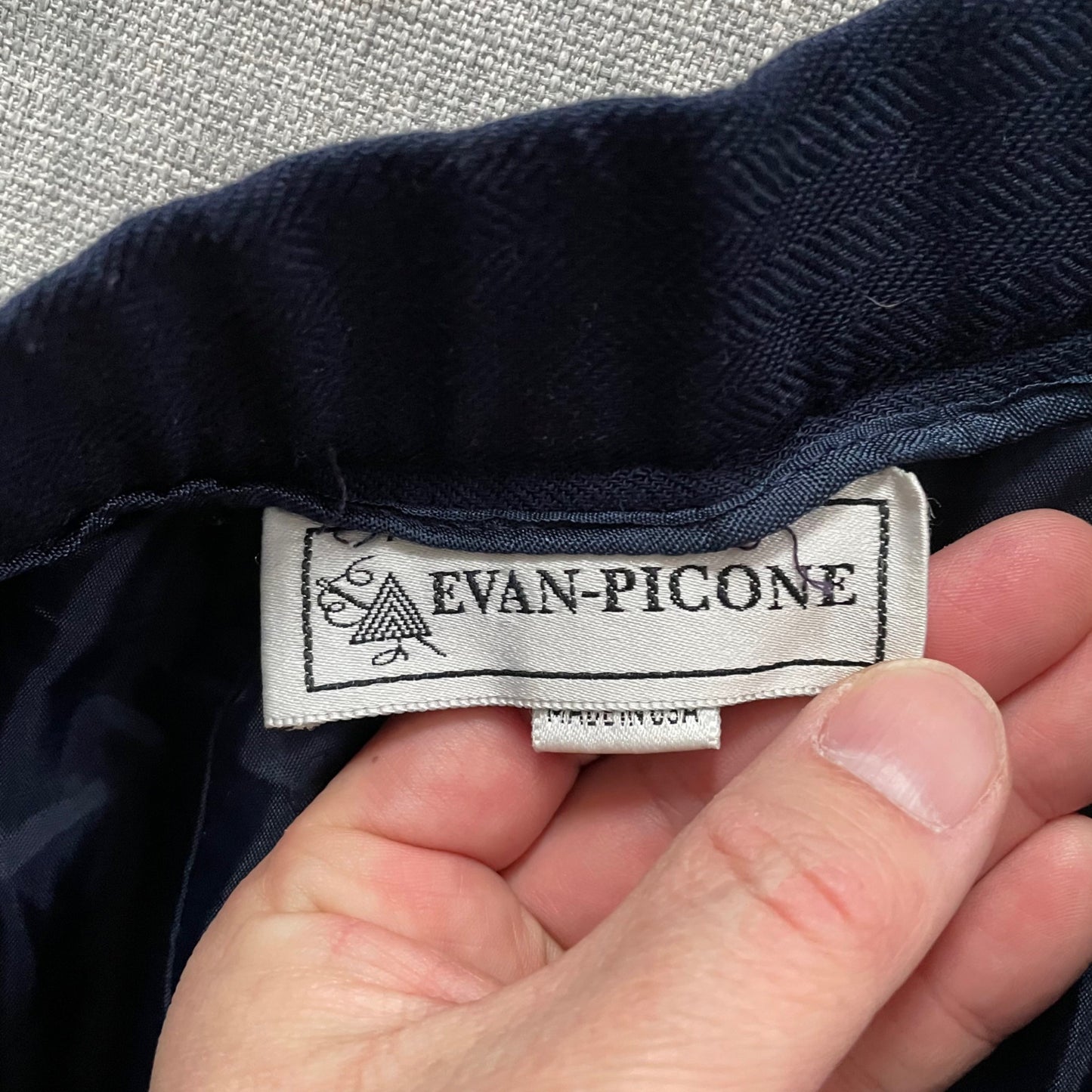 Vintage Dark Academia Evan-Picone Navy High Waisted Pleated Wool Pants Womens 12