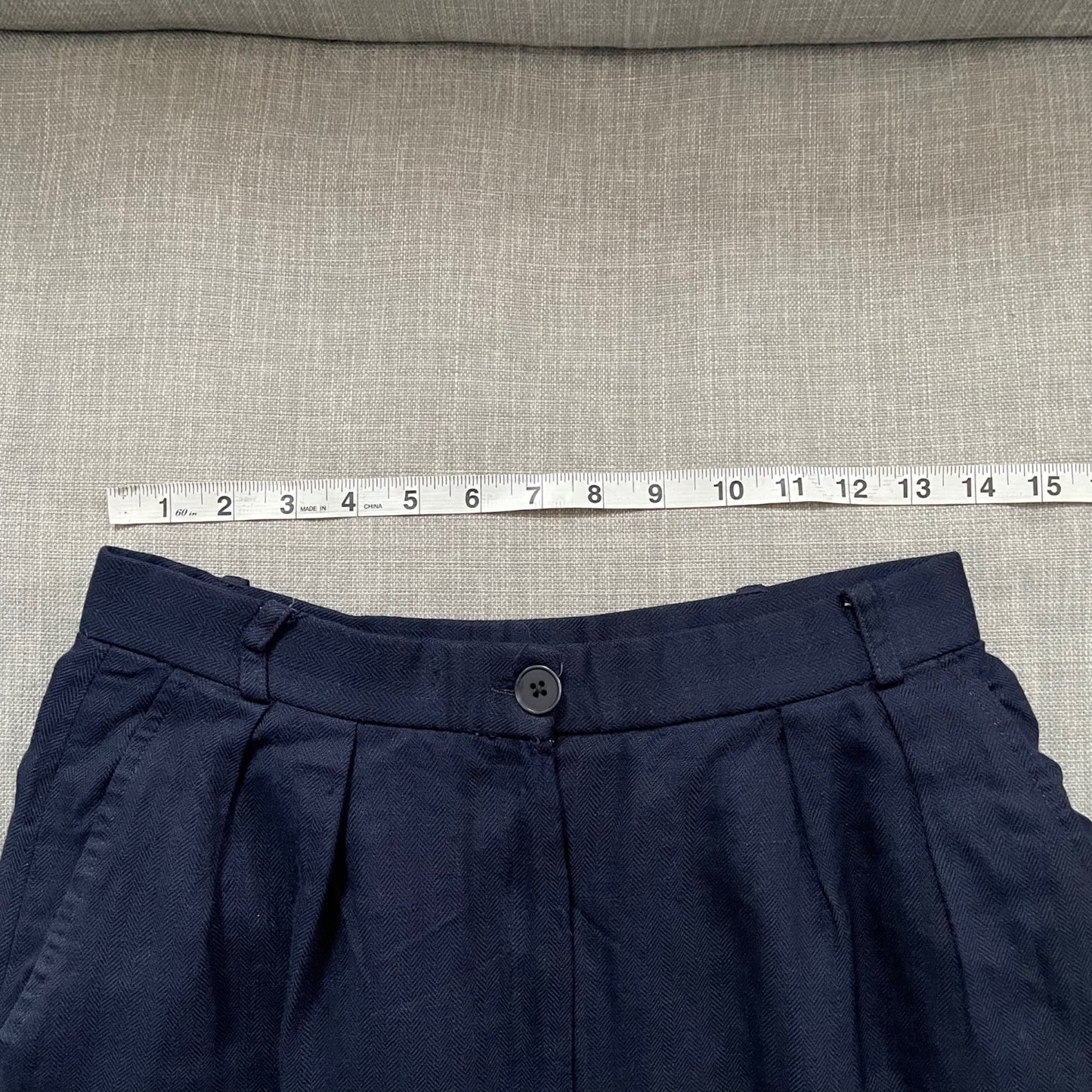 Vintage Dark Academia Evan-Picone Navy High Waisted Pleated Wool Pants Womens 12
