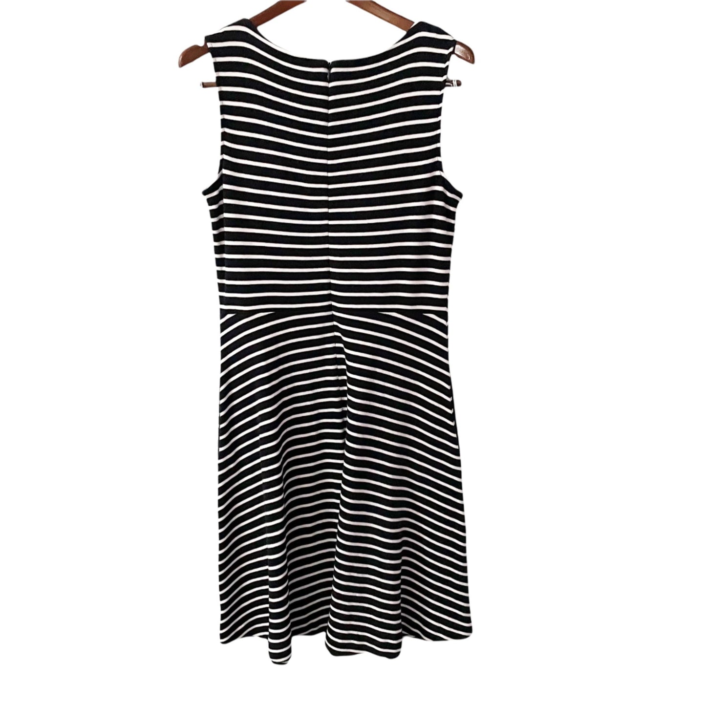 Talbots Black White Striped Sleeveless Dress Womens Medium Minimalist Classic