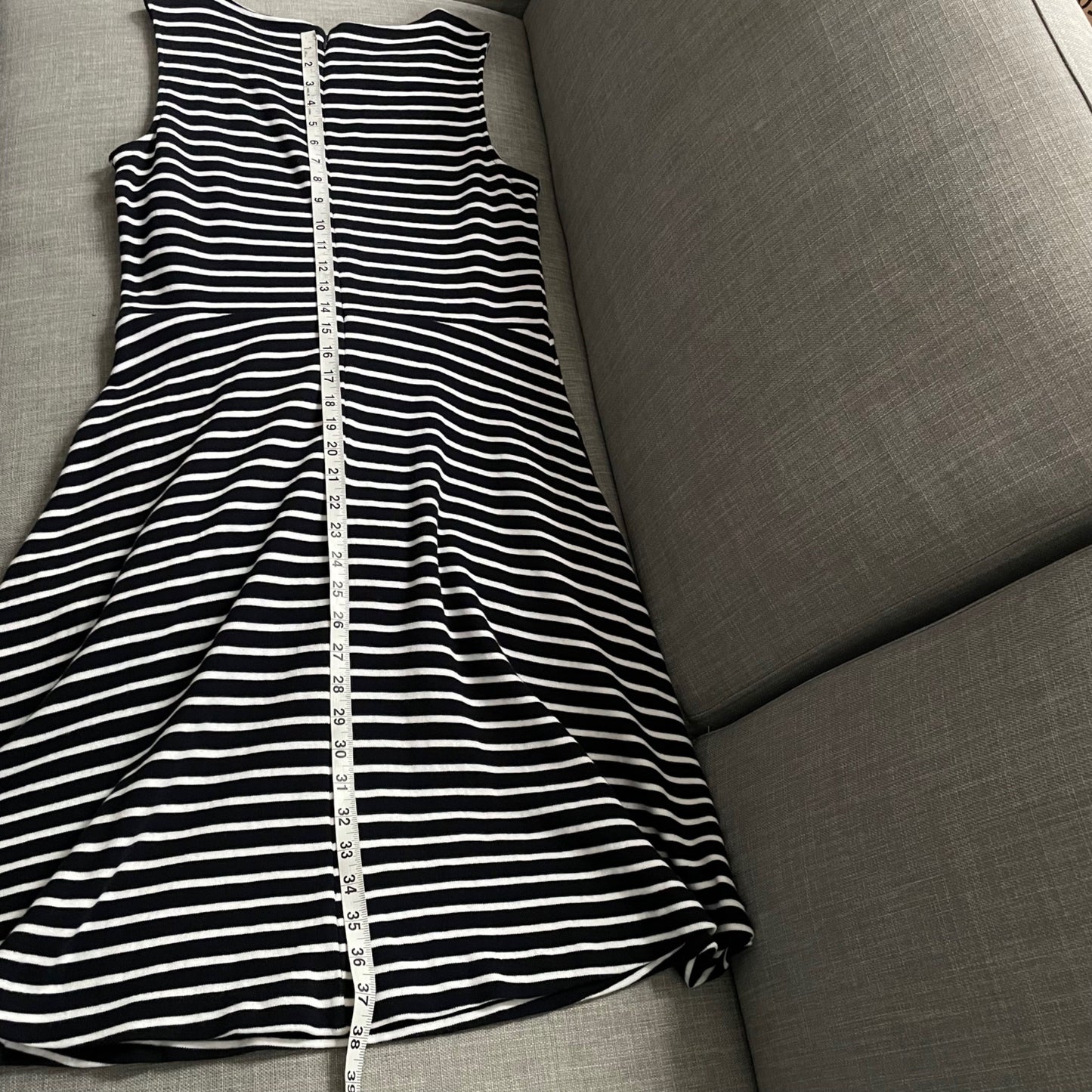 Talbots Black White Striped Sleeveless Dress Womens Medium Minimalist Classic