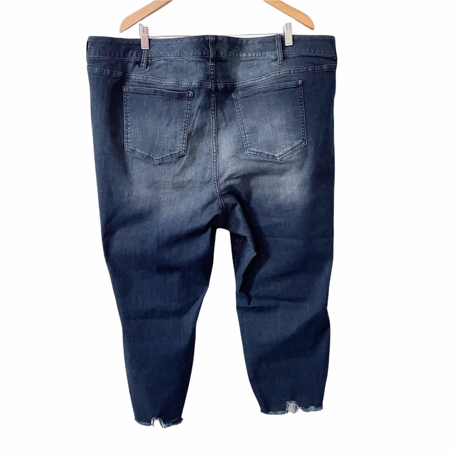 Torrid Pierced Ankle Skinny Jeans Dark Wash Ring Cuffs Plus Size 26 Raw Hem