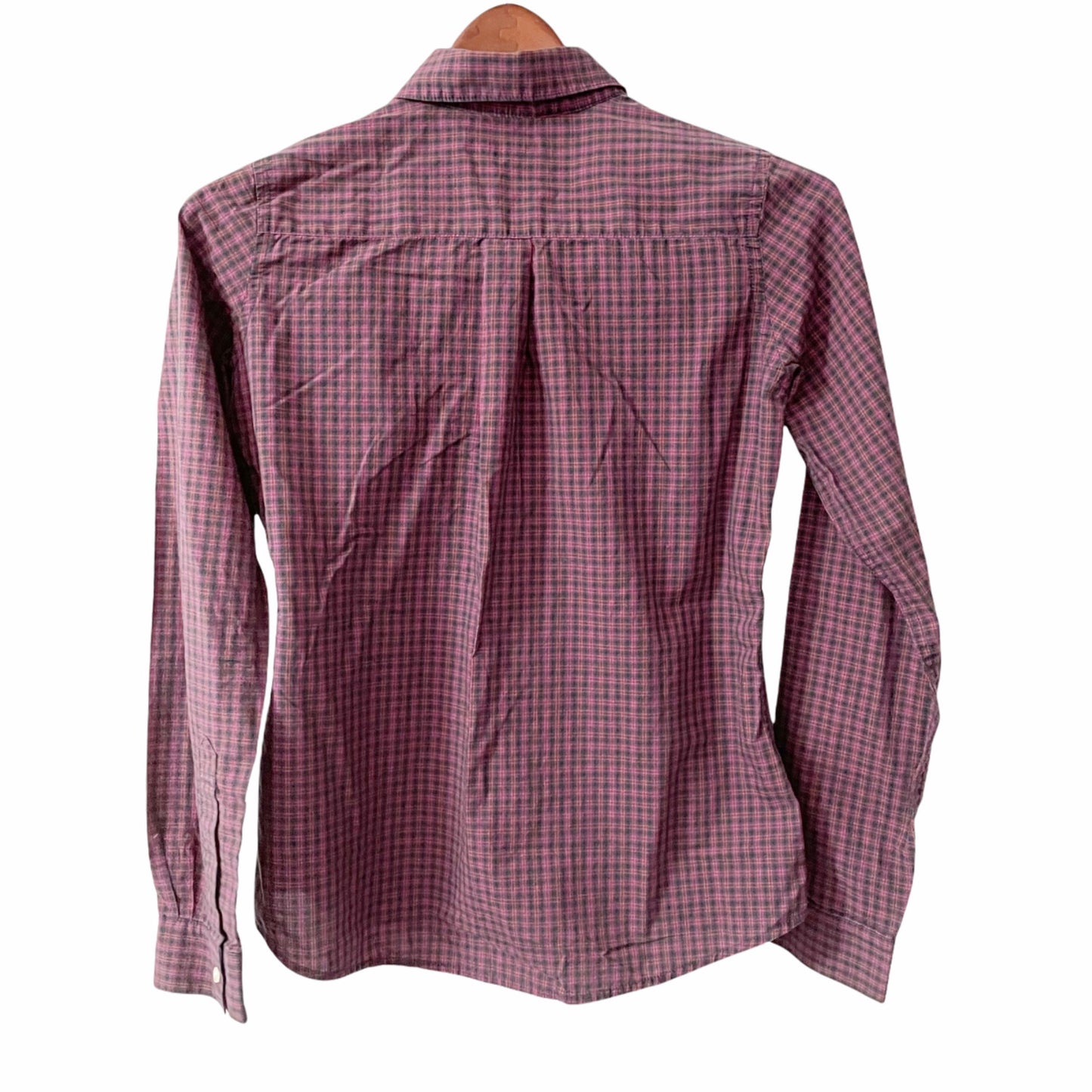 Lark & Wolff Purple Grid Print Button Up Shirt Womens Size XS Academia Retro