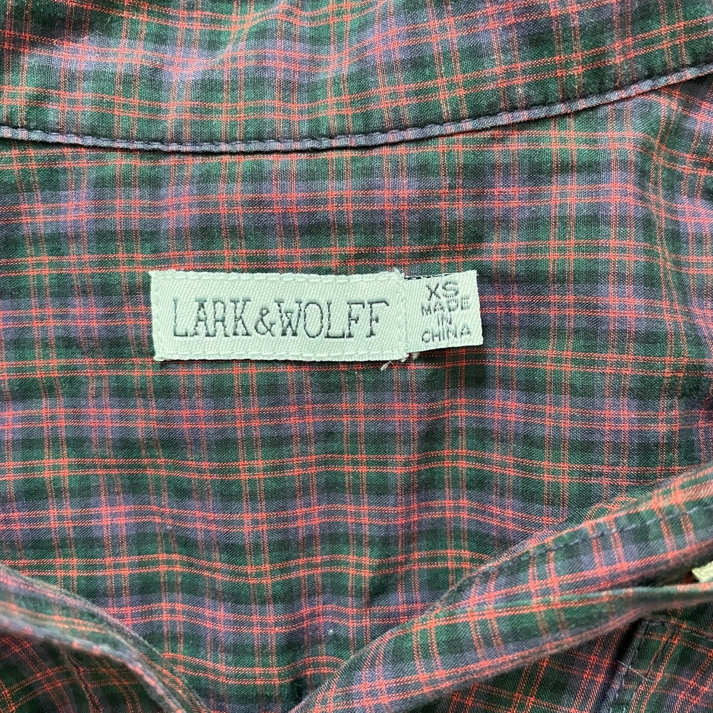 Lark & Wolff Purple Grid Print Button Up Shirt Womens Size XS Academia Retro