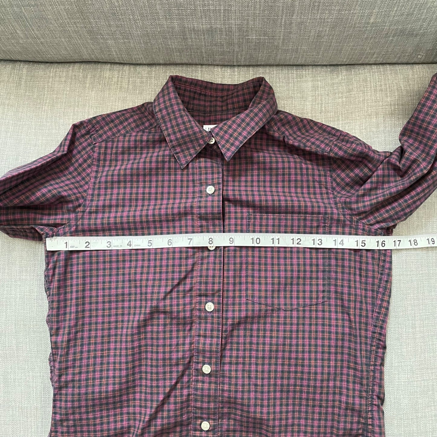 Lark & Wolff Purple Grid Print Button Up Shirt Womens Size XS Academia Retro